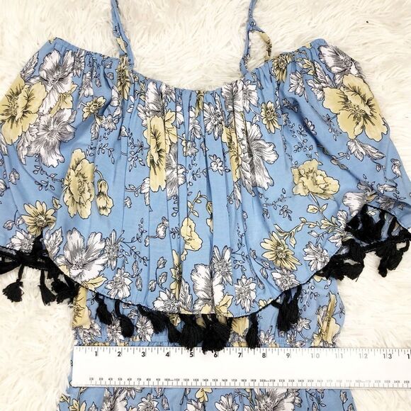 Boohoo Blue Yellow Floral Maxi Dress Size 8 - Picture 3 of 7